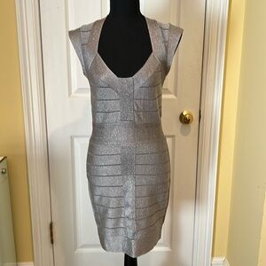 French connection silver midi dress size 8